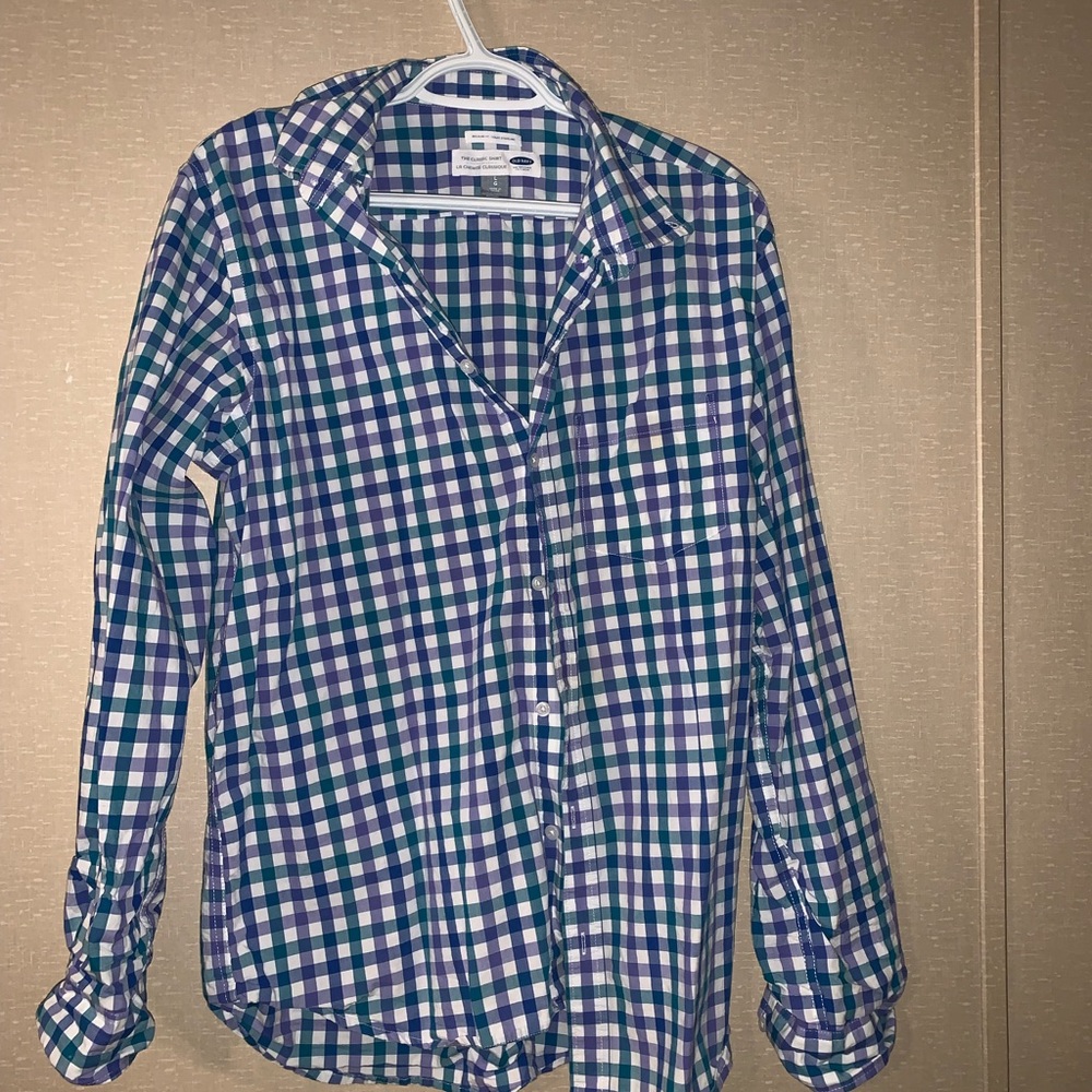 Old navy men’s casual button down checkered shirt